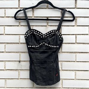 Royal Bones Corset-like black studded top, like new 🖤